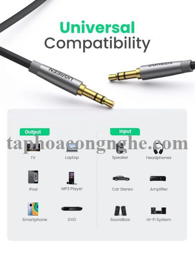 Ugreen 10116 3M 2 đầu 3.5mm dương màu Đen Cáp âm thanh cao cấp AV150 30010116